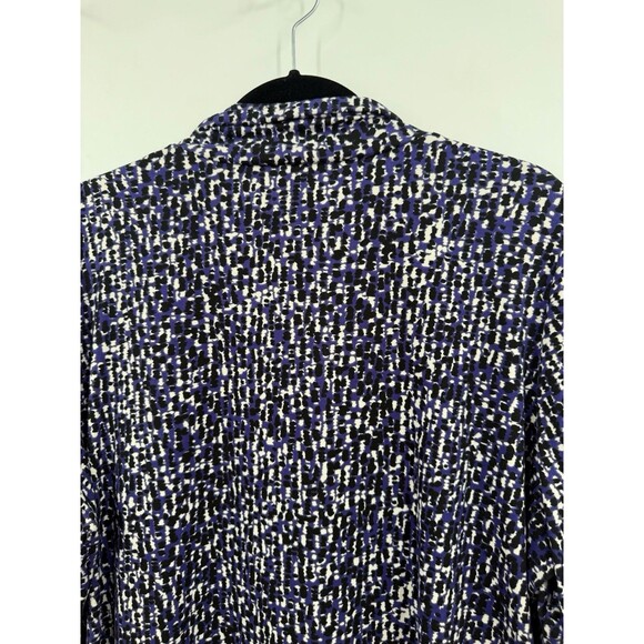 Susan Graver XL Top Blue Black Brushed Liquid Knit Mock Turtleneck Long Sleeve - Picture 4 of 9